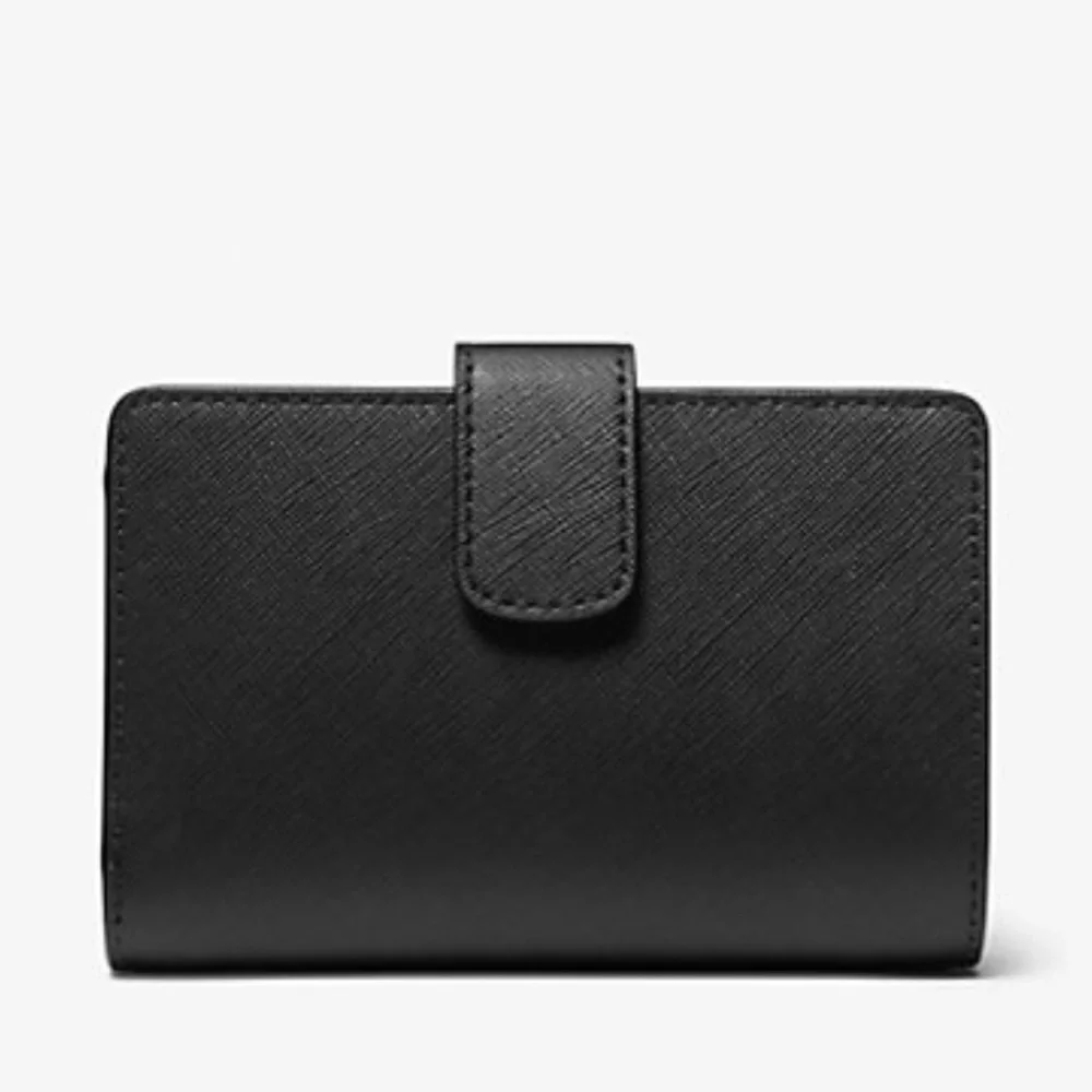 Michael Medium Crossgrain Leather Bifold Wallet Black NWT